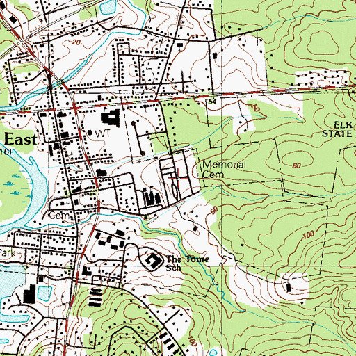 Topographic Map of Memorial Cemetery, MD