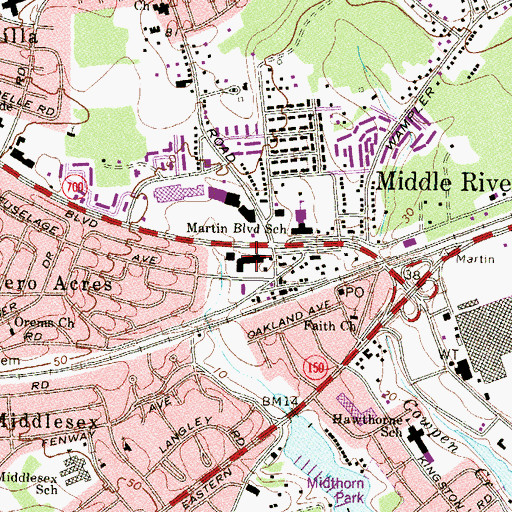 Topographic Map of Aero Acres Shopping Center, MD