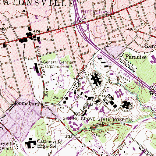 Topographic Map of Asylum (historical), MD