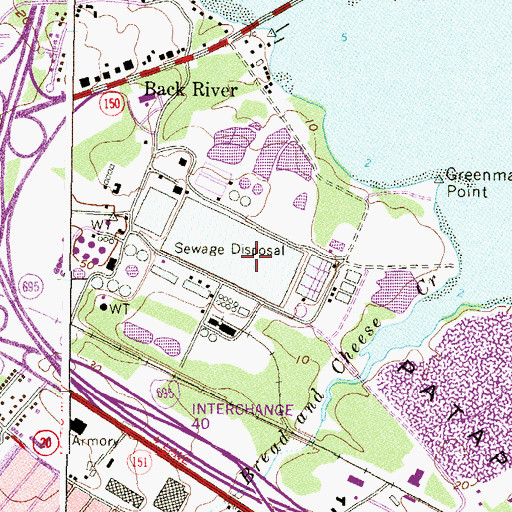 Topographic Map of Back River Wastewater Treatment Plant, MD
