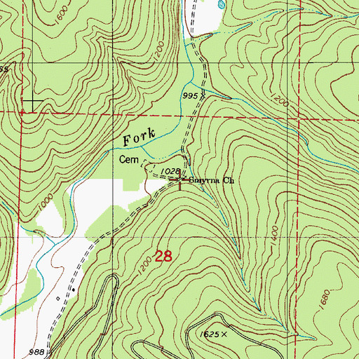 Topographic Map of Smyrna Church, AR