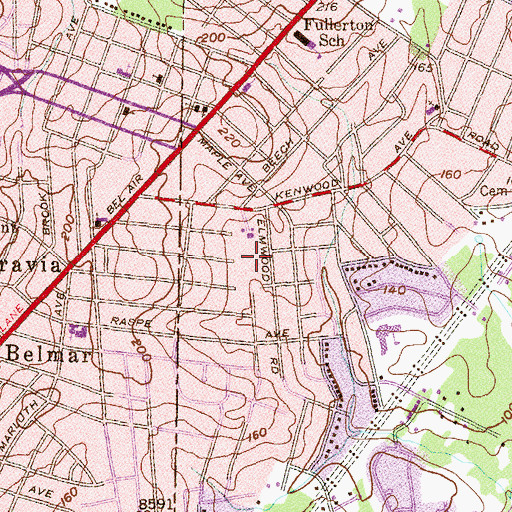 Topographic Map of Belmar Park, MD