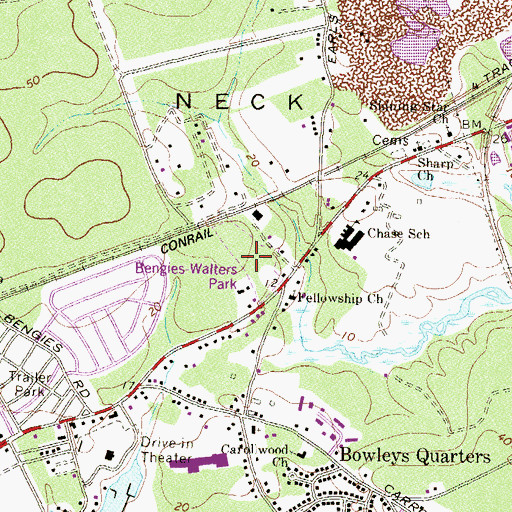 Topographic Map of Bengies-Walters Park, MD