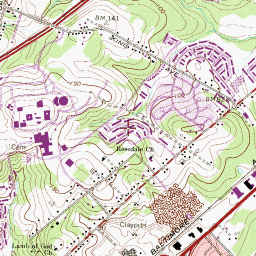 Topographic Map of Canterbury, MD