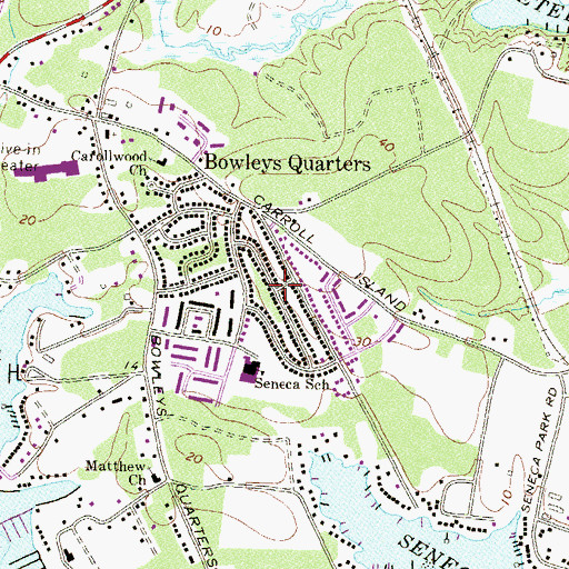 Topographic Map of Carrollwood, MD