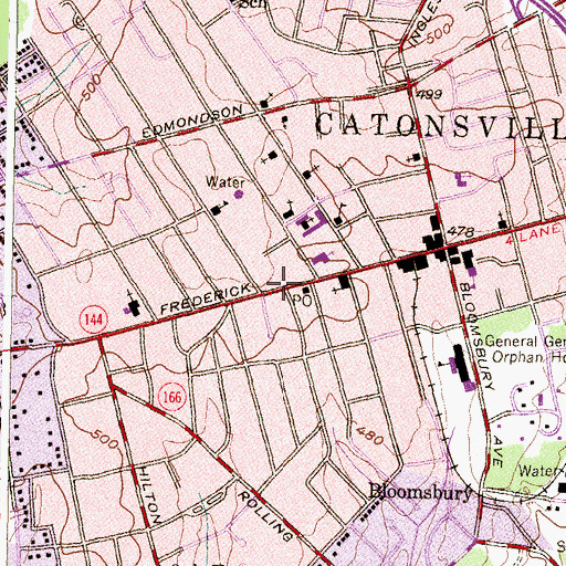 Topographic Map of Catonsville Baptist Church, MD