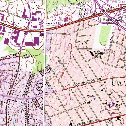 Topographic Map of Catonsville Heights, MD