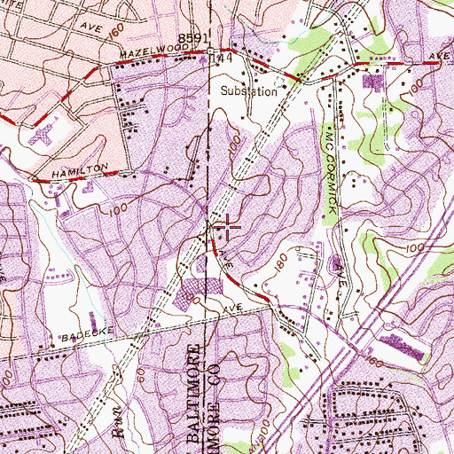 Topographic Map of Cedonia Park, MD