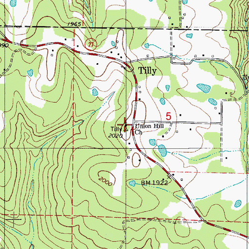 Topographic Map of Union Hill Church, AR