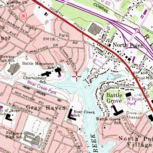Topographic Map of Charlesmont Park, MD