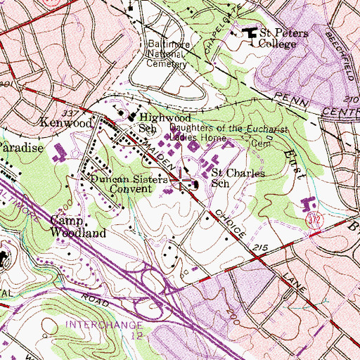 Topographic Map of Charlestown, MD