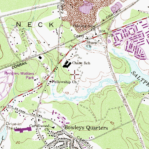 Topographic Map of Chase Middle School, MD