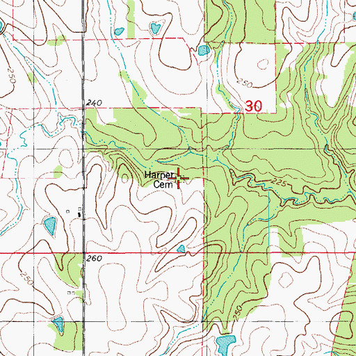 Topographic Map of Harper Cemetery, AR