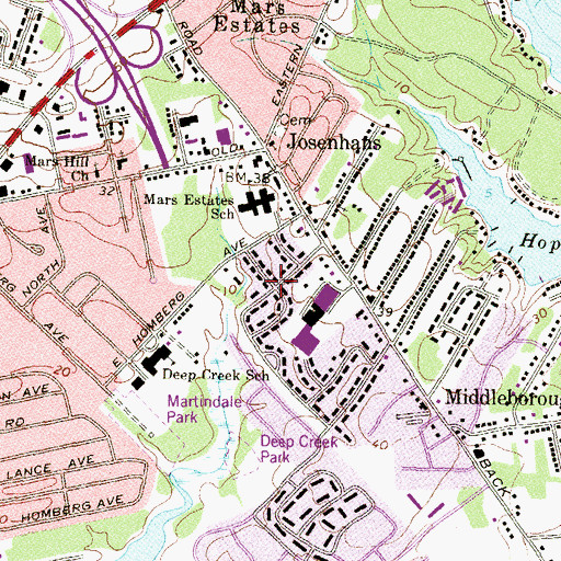 Topographic Map of Country Ridge, MD