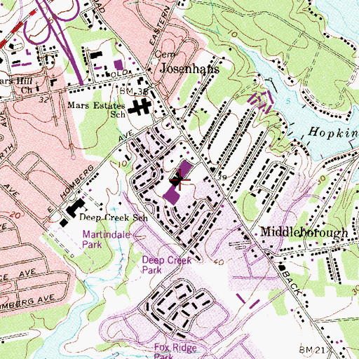 Topographic Map of Country Ridge Shopping Center, MD