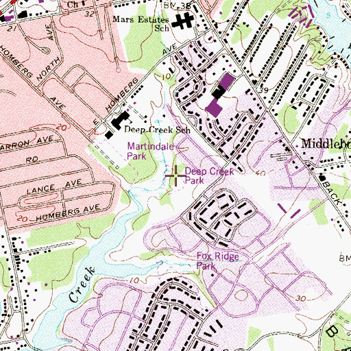 Topographic Map of Deep Creek Park, MD