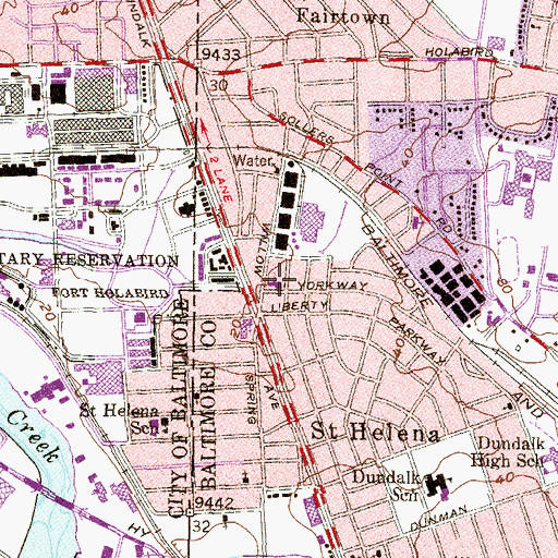 Topographic Map of Church of God at Dundalk, MD