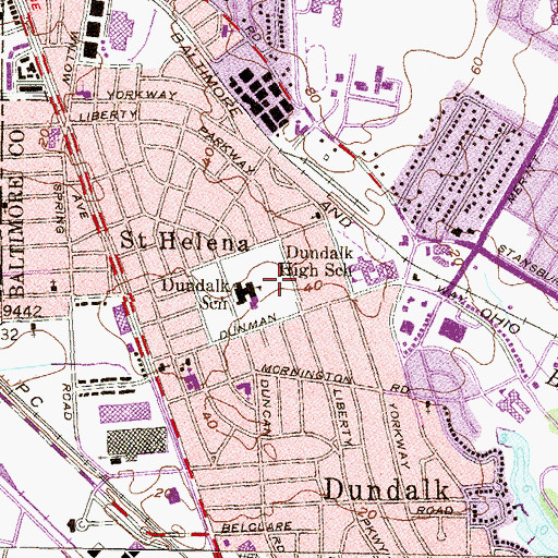 Topographic Map of Dundalk Park, MD