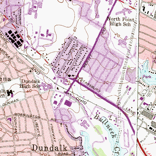 Topographic Map of Dundalk Presbyterian Church, MD
