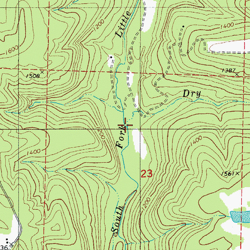 Topographic Map of Dry Creek, AR