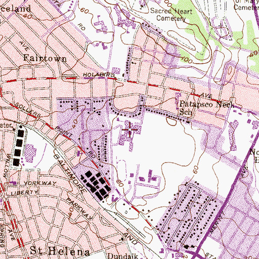 Topographic Map of Dundalk High School, MD