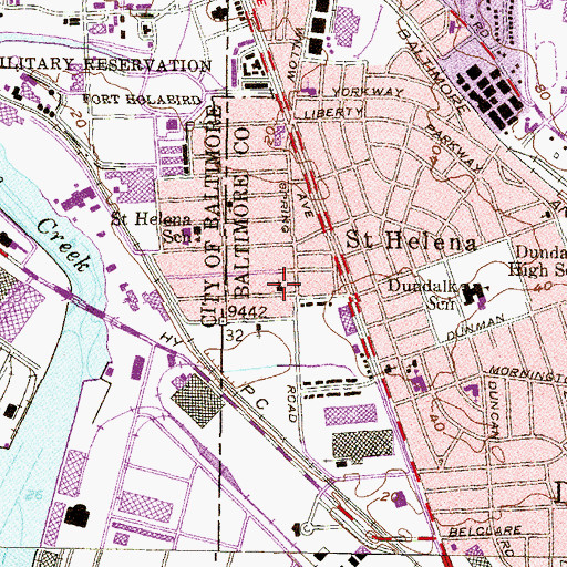 Topographic Map of Dundalk Seventh Day Adventist Church, MD