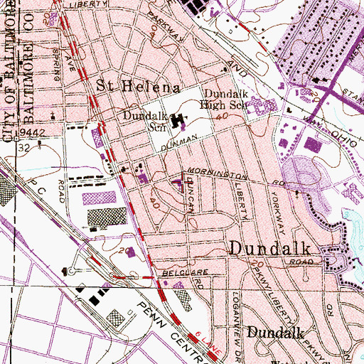 Topographic Map of Dundalk United Methodist Church, MD