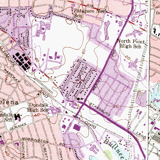 Topographic Map of Eastfield, MD