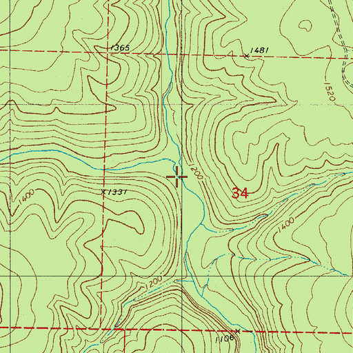 Topographic Map of North Prong Brushy Fork, AR
