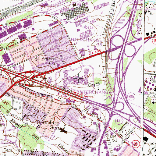 Topographic Map of Eastpoint Mall Shopping Center, MD