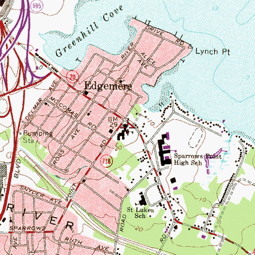 Topographic Map of Edgemere Elementary School, MD