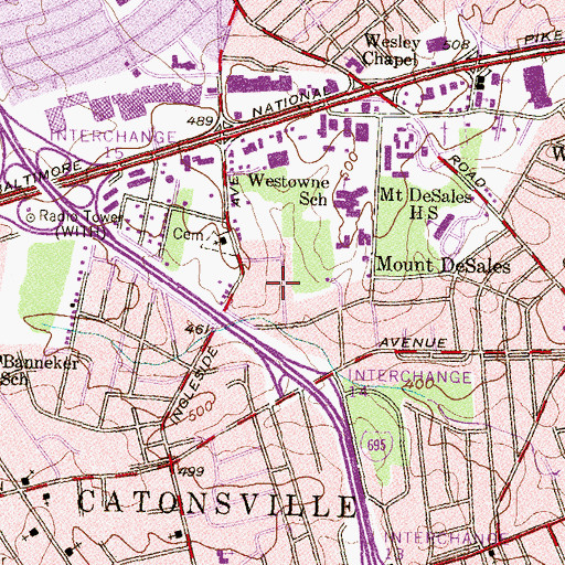 Topographic Map of Edmondson Ridge, MD