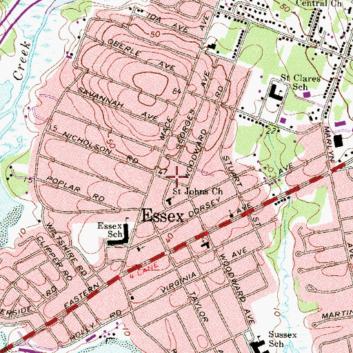 Topographic Map of Essex Assembly of God Church, MD