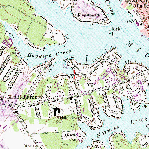 Topographic Map of Essex Marina, MD