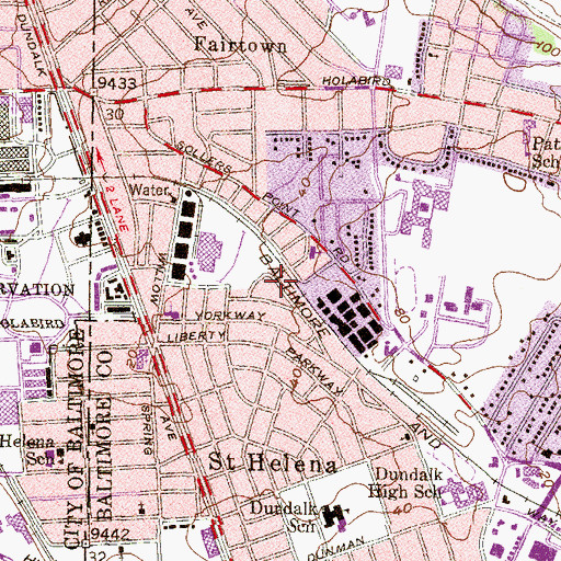 Topographic Map of Fairway Park, MD
