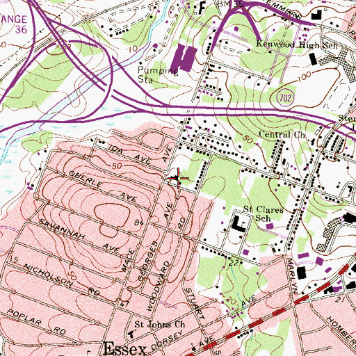 Topographic Map of First Baptist Church of Essex, MD