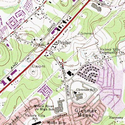 Topographic Map of First Church of God, MD