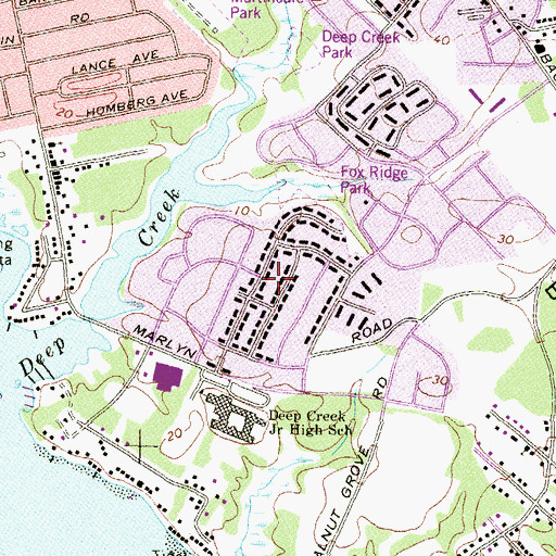 Topographic Map of Fox Ridge Manor, MD