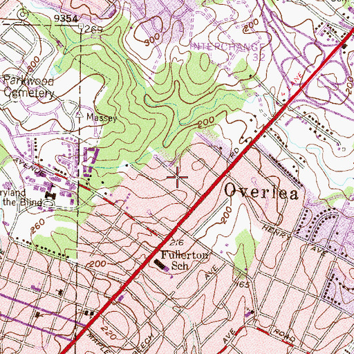 Topographic Map of Fullerton Heights, MD