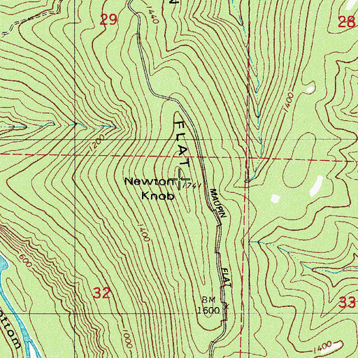 Topographic Map of Newton Knob, AR