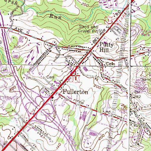 Topographic Map of Fullerton Plaza Shopping Center, MD