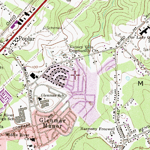 Topographic Map of Glenmar, MD
