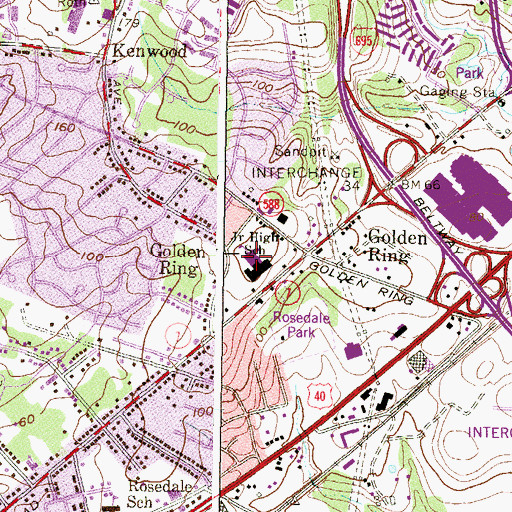 Topographic Map of Golden Ring Middle School, MD