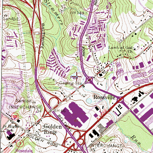 Topographic Map of Golden Ring Park, MD