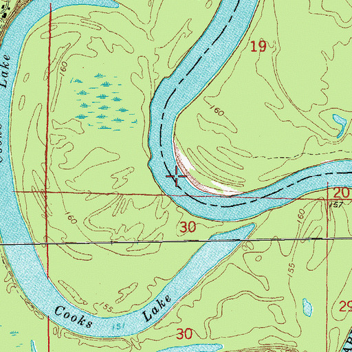Topographic Map of Round Turn, AR