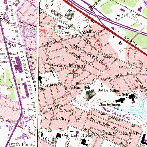 Topographic Map of First Lutheran Church of Gray Manor, MD