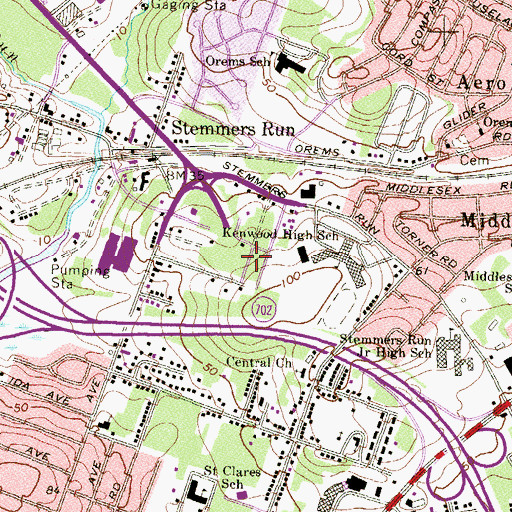 Topographic Map of Grimesdale, MD