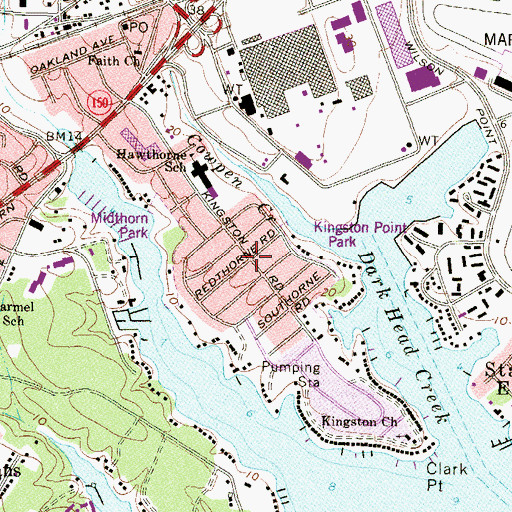 Topographic Map of Hawthorne, MD