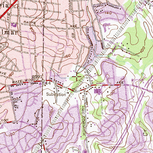 Topographic Map of Hazelwood Park, MD