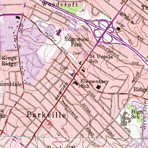 Topographic Map of Hiss United Methodist Church, MD